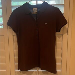 Lacoste Women's Dark Brown Button Down Shirt